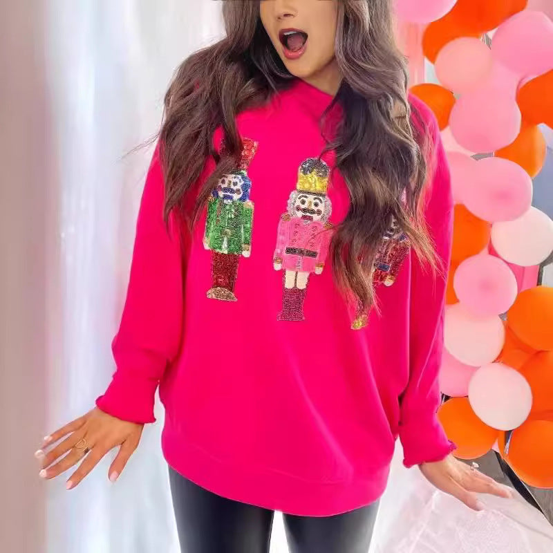 Women's Casual All-matching Printed Autumn And Winter Round Neck Sweater