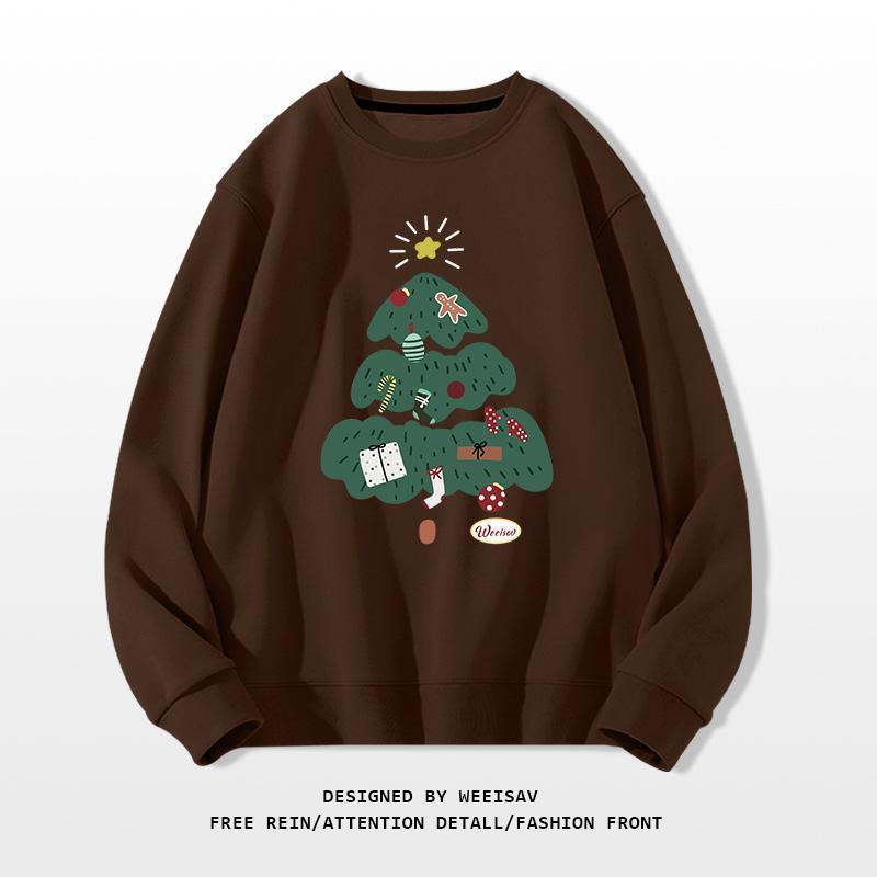 Christmas Tree Design Round-neck Pullover Leisure